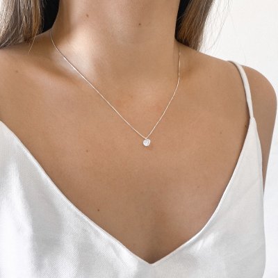 Colar ponto de luz coração prata 925 Glamour Pratas