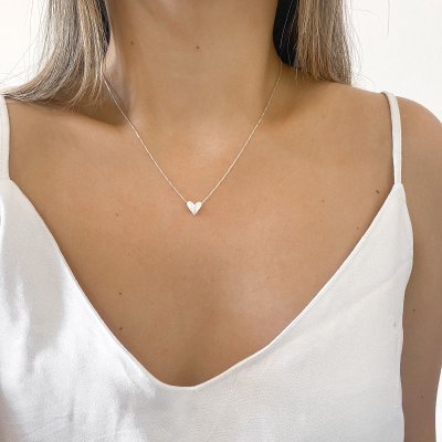 Colar coração origami dobradura em prata 925