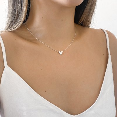Colar coração origami dobradura em prata 925