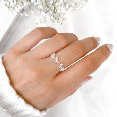 Anel raminhos prata 925