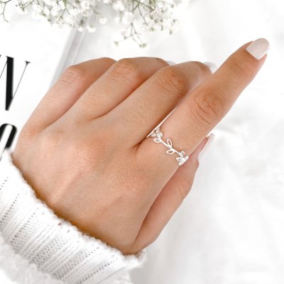 Anel raminhos prata 925