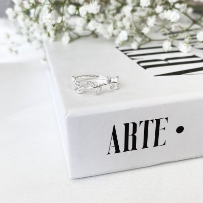 Anel raminhos prata 925