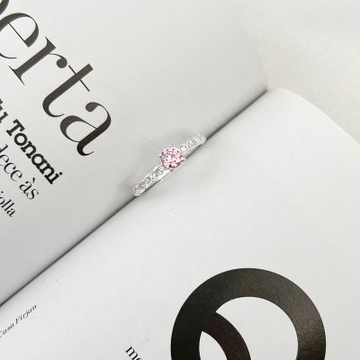 anel solitario zirconia rosa prata 925