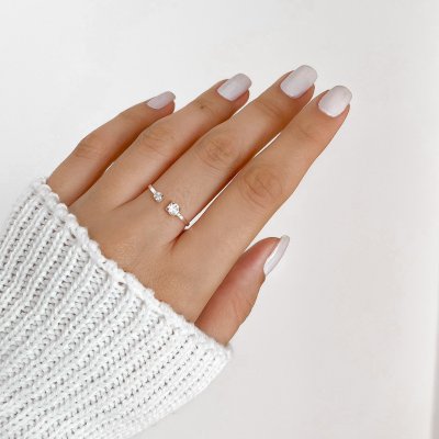 Anel regulável ponto de luz em prata 925 Anel regulável ponto de luz em prata 925