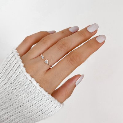 Anel regulável cristal em prata 925 Anel regulável ponto de luz em prata 925