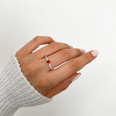 anel solitario cravejado rubi prata 925 3