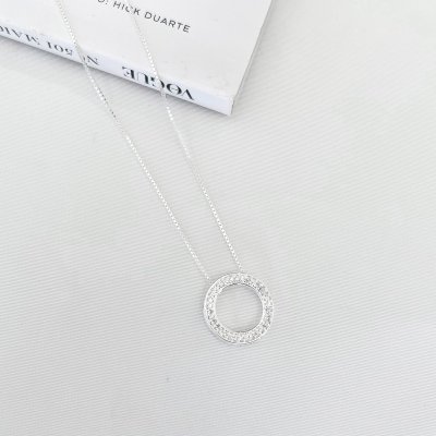 colar circulo cravejado prata 925 2