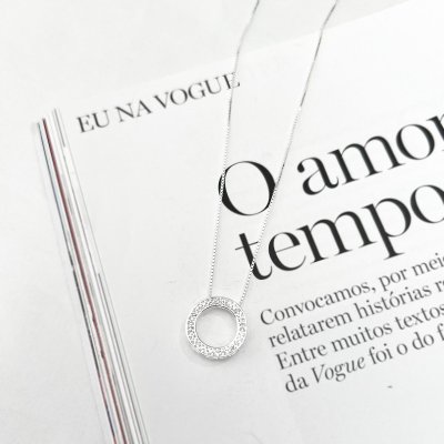 colar circulo cravejado prata 925 1