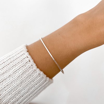 bracelete quadrado fino prata 1