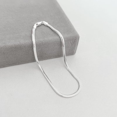 pulseira malha snake prata