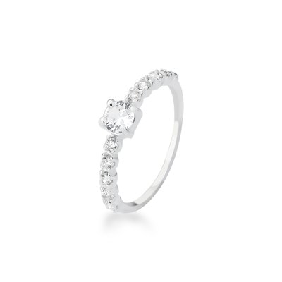 anel solitario zirconia transparente em prata 925 glamour pratas