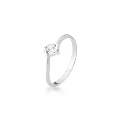 anel zirconia ondulado solitario em prata 925 glamour pratas
