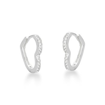 argolinha de coracao cravejada em prata 925 g glamour pratas