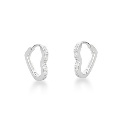 argolinha de coracao cravejada em prata 925 m glamour pratas