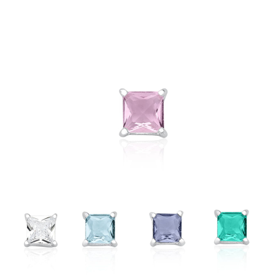 pingente quadrado cores em prata 925 glamour pratas