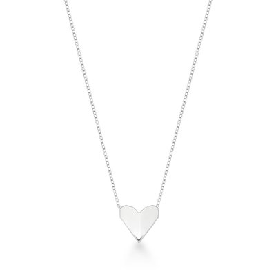 colar coracao dobradura origami em prata 925 glamour pratas