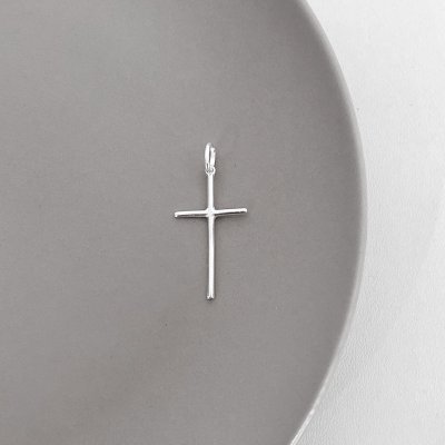 pingente cruz fina prata glamour pratas