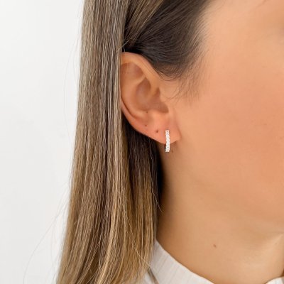 argola cravejada fina m prata 925