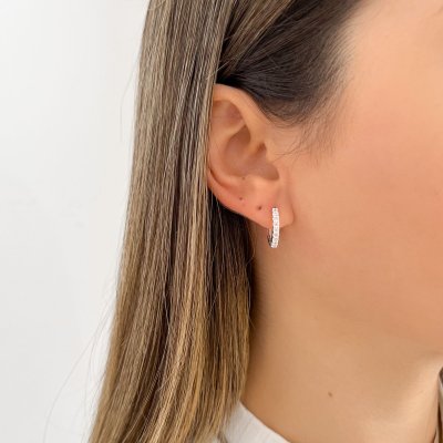 argola cravejada fina g prata 925