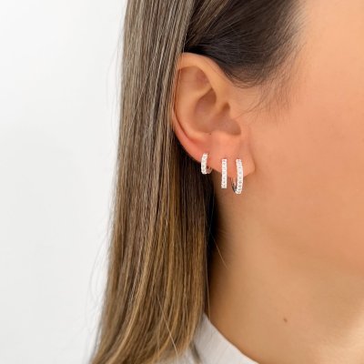 trio argolinha cravejada fina prata 925 2