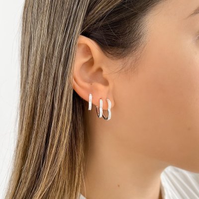 trio argolinha coracao cravejada prata 925