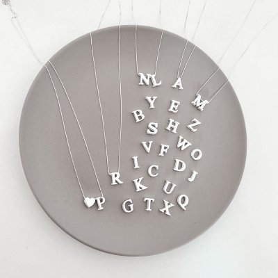 colar letra inicial lisa prata 925 glamour pratas 5