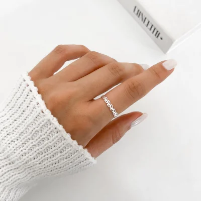 anel folhas prata 925 glamour pratas 3