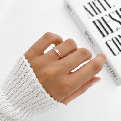 anel solitario tradicional em prata 925 3