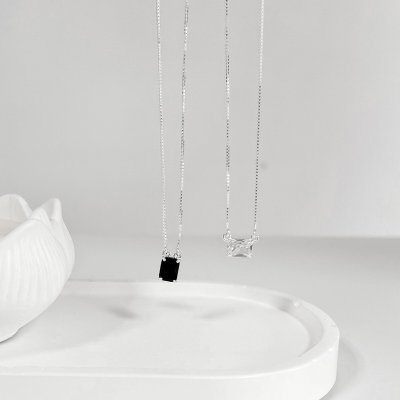 escapulario zirconia retangular cristal e gloss onix prata 925 glamour pratas 2