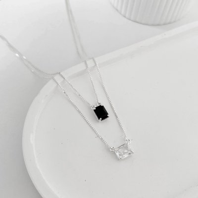 escapulario zirconia retangular cristal e gloss onix prata 925 glamour pratas 3