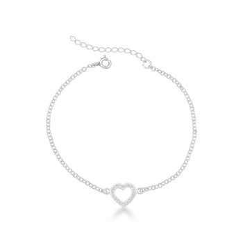 pulseira coracao cravejada prata 925 glamour pratas