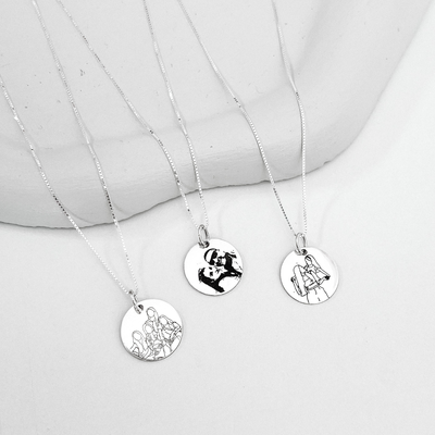 colar medalha personalizada foto contorno prata 925 glamour pratas 1