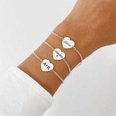 pulseira personalizada coracao inicial nome data glamour pratas prata 925 1