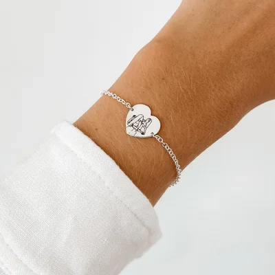 pulseira coracao personalizada foto contorno prata 925 glamour pratas 3