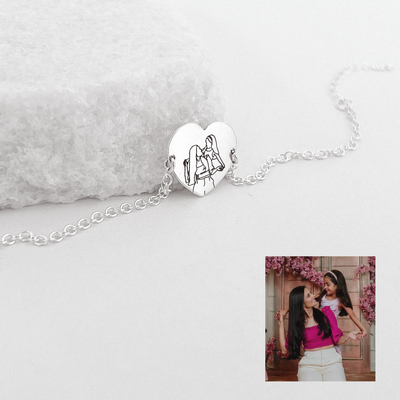 pulseira coracao personalizada foto contorno prata 925 glamour pratas 4