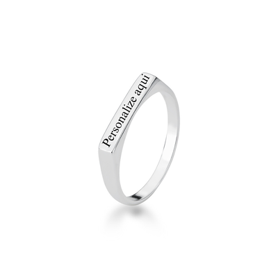 anel de prata retangular personalizado glamour pratas prata 925 4
