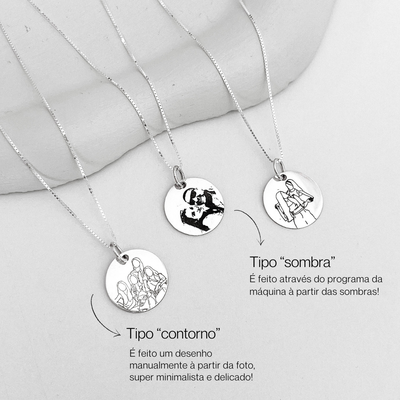 colar de prata medalha m personalizado fotocontorno glamour pratas prata 925