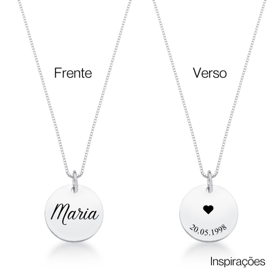 colar de prata medalha m personalizado glamour pratas prata 925 4