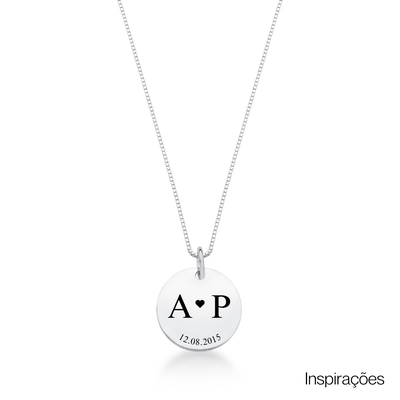 colar de prata medalha inicialnome e data personalizado glamour pratas prata 925