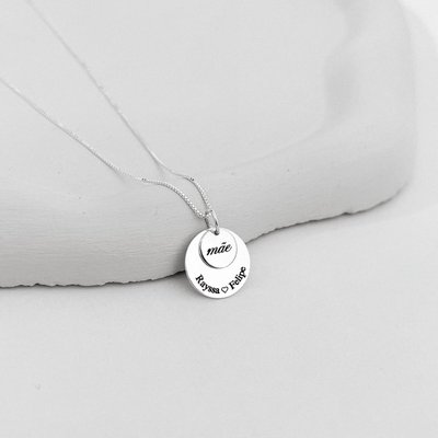 colar duas medalhas personalizado filho mae prata 925 4