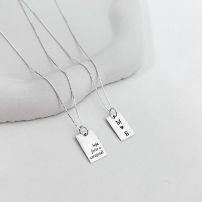 colar plaquinha personalizado prata 925 glamour pratas masculino e feminino 5