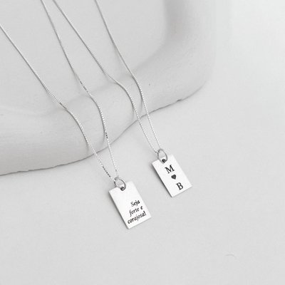 colar plaquinha personalizado prata 925 glamour pratas masculino e feminino 6
