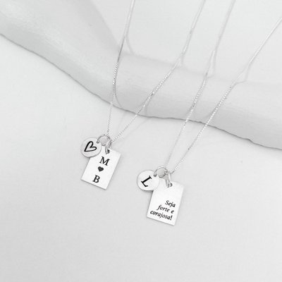 colar plaquinha e medalha mini personalizado prata 925 glamour pratas 6