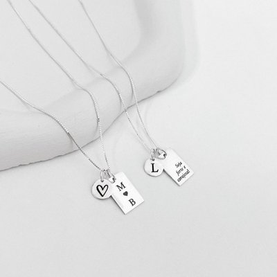 colar plaquinha e medalha mini personalizado prata 925 glamour pratas 7