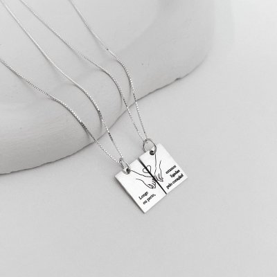 kit 2 colares plaquinha personalizado prata 925 melhores amigas mae e filha 2