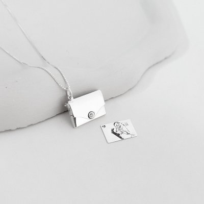 colar relicario prata 925 personalizado foto envelope carta 8