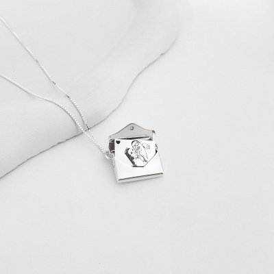 colar relicario prata 925 personalizado foto envelope carta 4