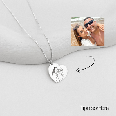colar personalizado foto prata 925 coracao