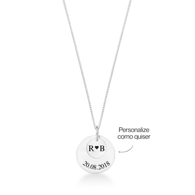 colar personalizado duas medalhas data prata 925 1