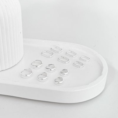 trio brinco argola retangular abaulada prata 925 glamour pratas 2